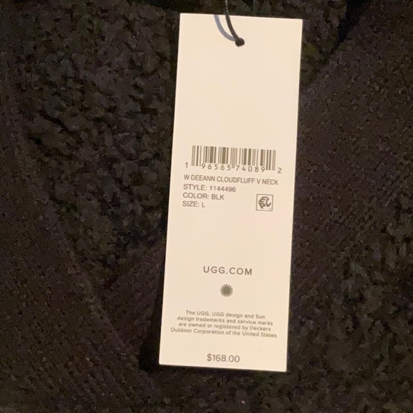UGG Deeann CloudFluff
V Neck Sweater
Black Wool Blend Soft Fleece - Picture 6 of 7